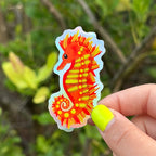Scarlet the Spunky Seahorse Holographic Sticker