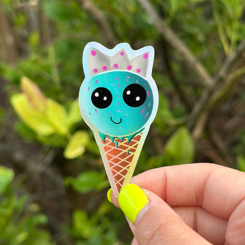 Bubble Gum Ice Cream Princess Holographic Sticker