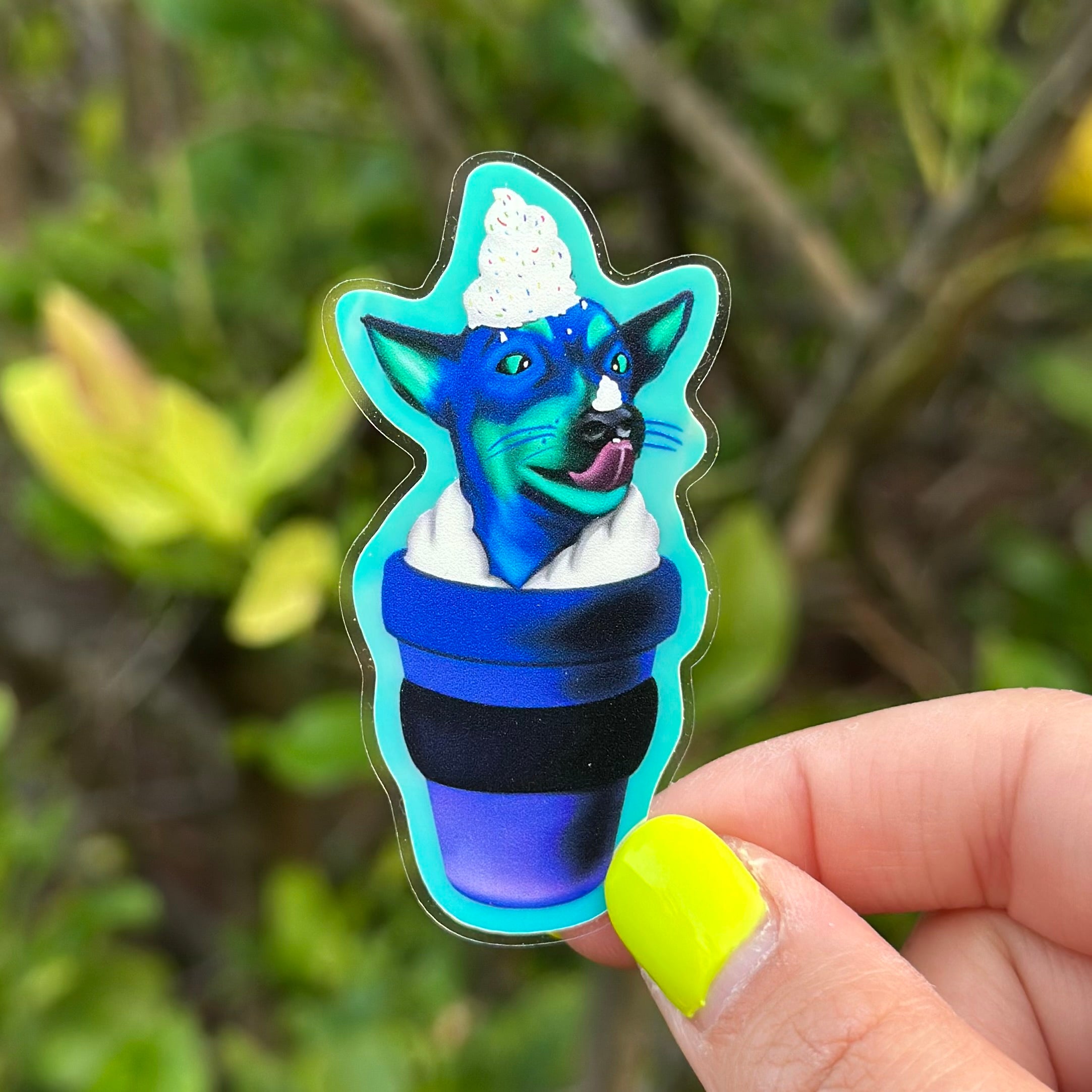 Jack Russell Rok in a Pup Cup Glow in The Dark Sticker (new design)