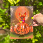 Pumpkin Punk the fiery Chihuahua A5 Foil Art Print