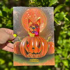 Pumpkin Punk the fiery Chihuahua A5 Foil Art Print