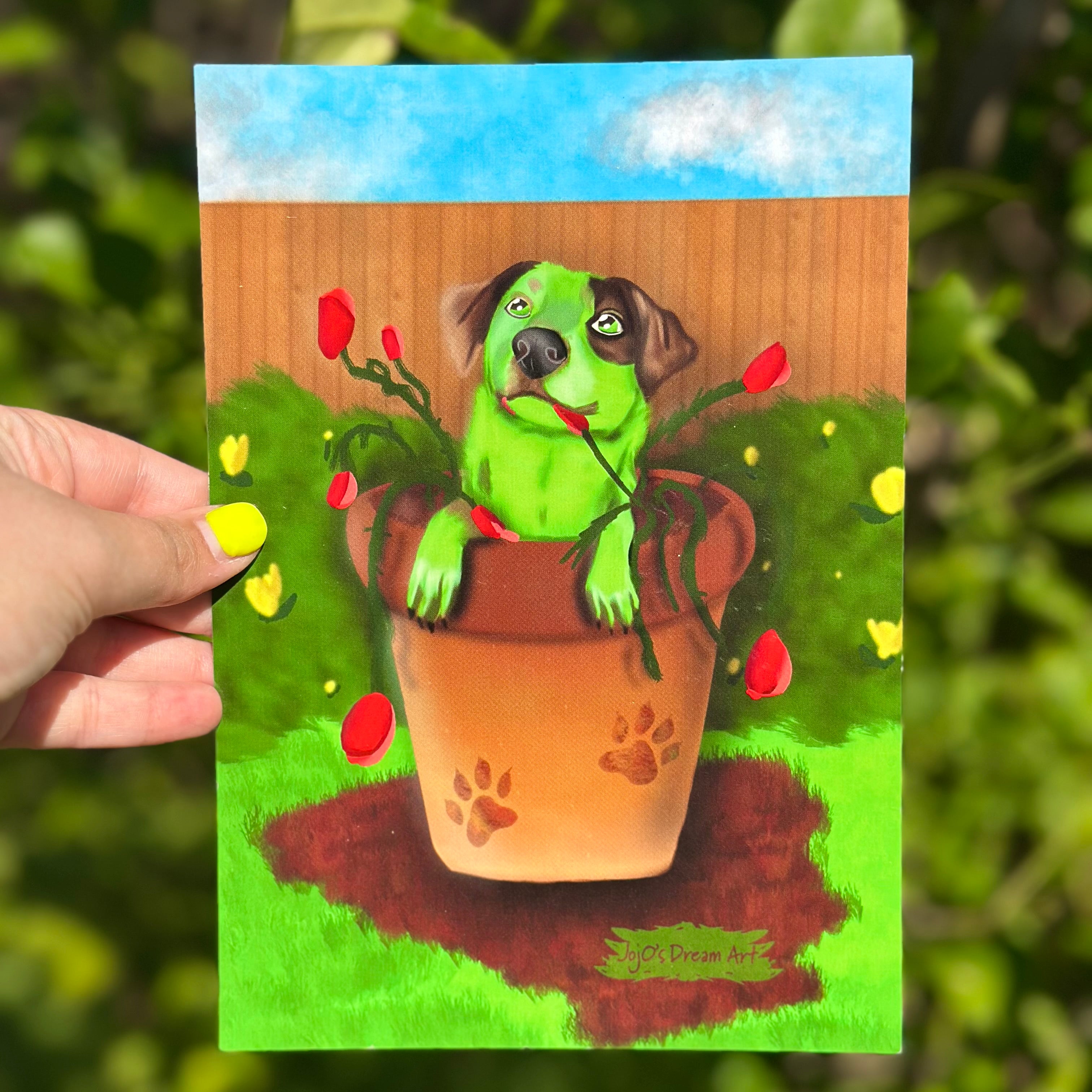 Pot Plant Flash the Cattle dog A5 Art Print and Short Story