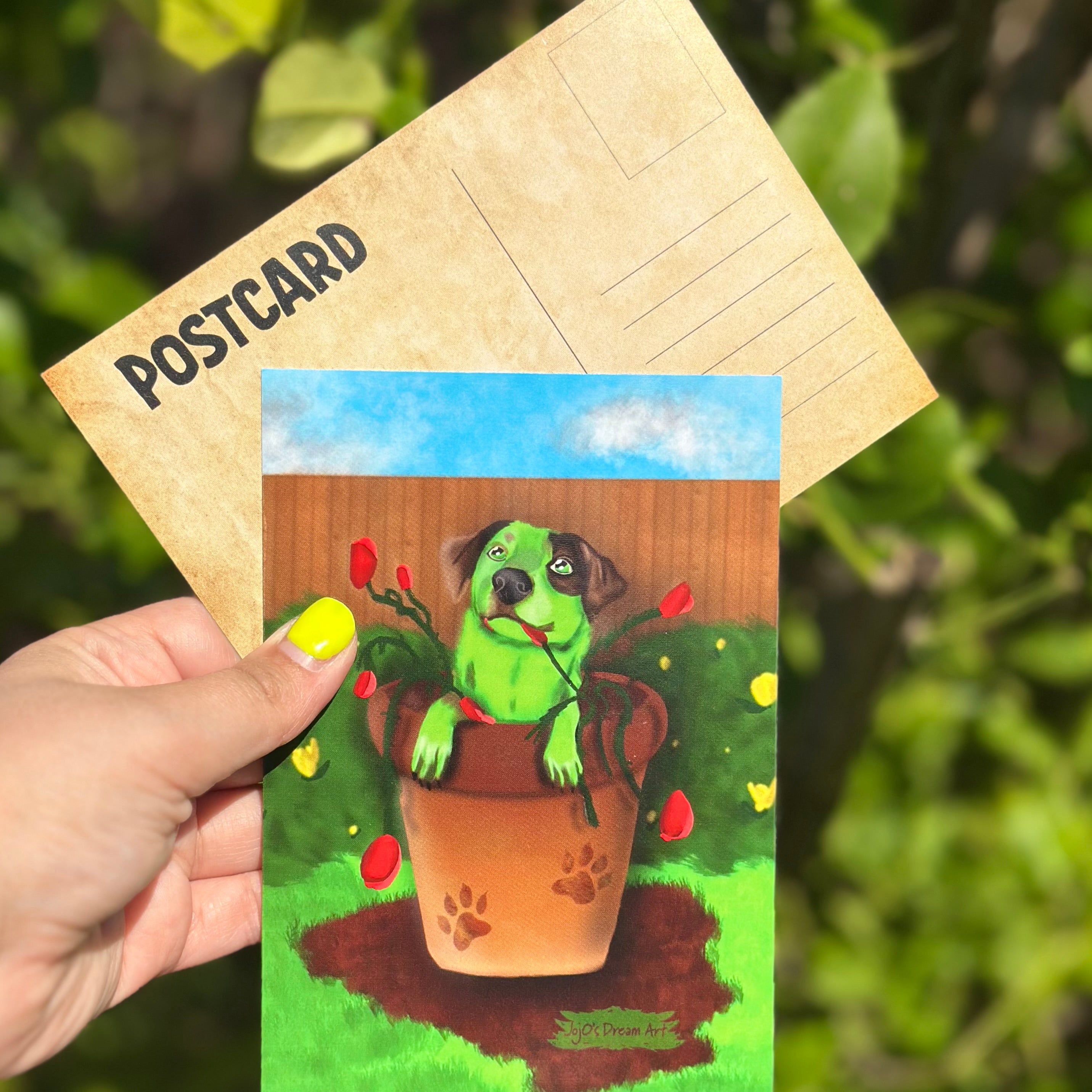 Pot Plant Flash the Cattle Dog A6 Postcard