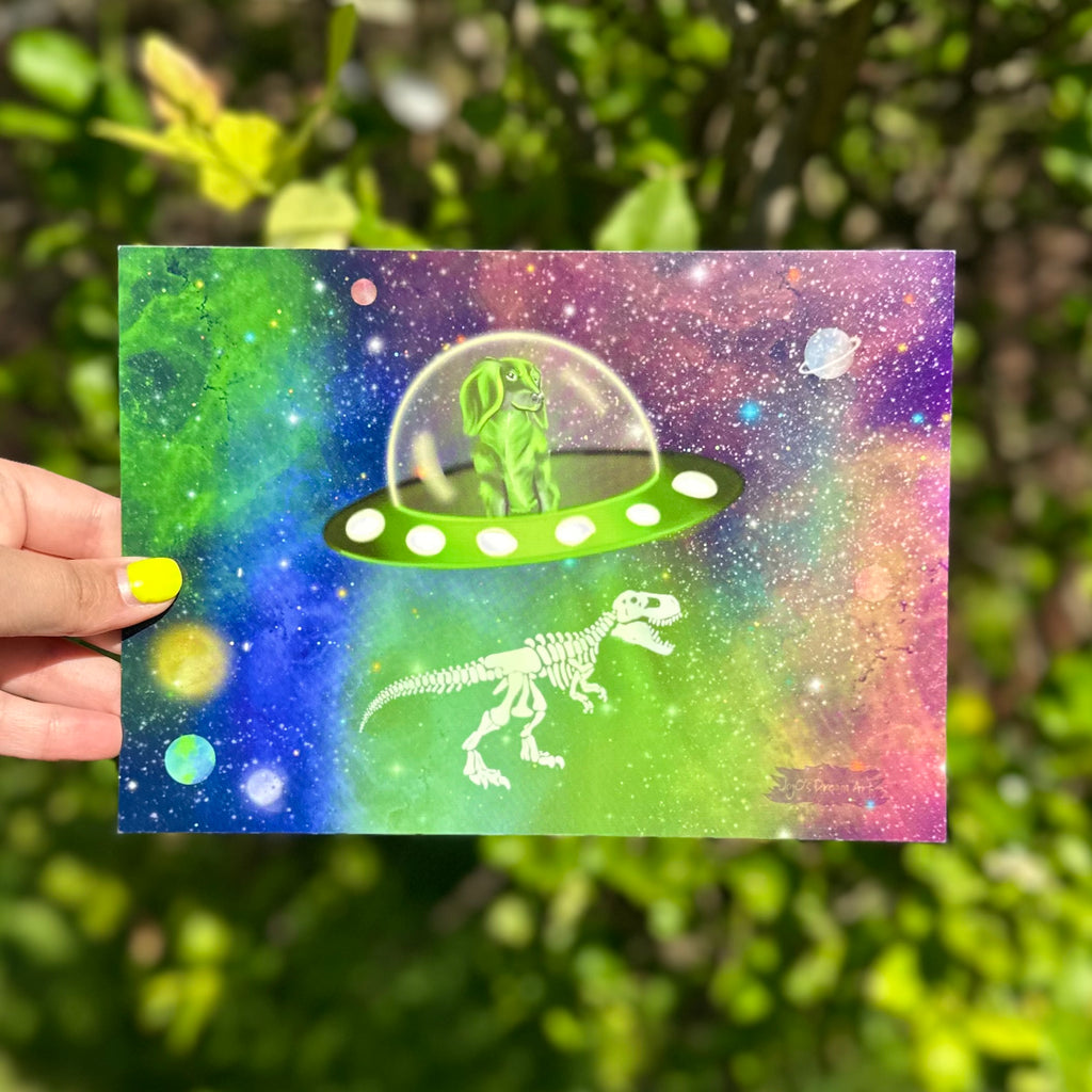 Dachshund Stella the Space Dog A5 Art Print and short story!
