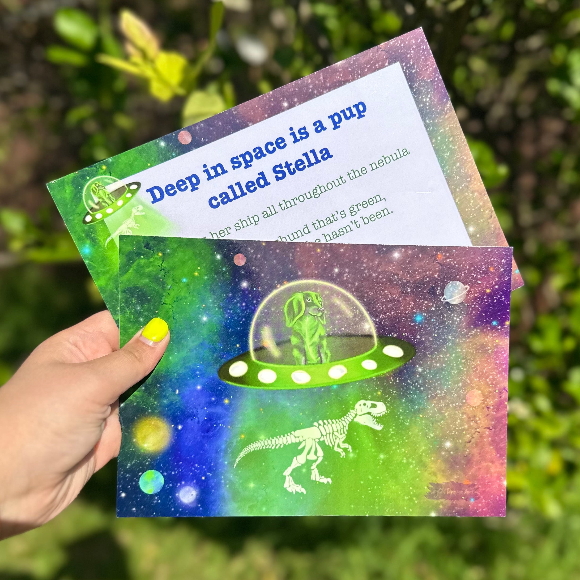 Dachshund Stella the Space Dog A5 Art Print and short story!