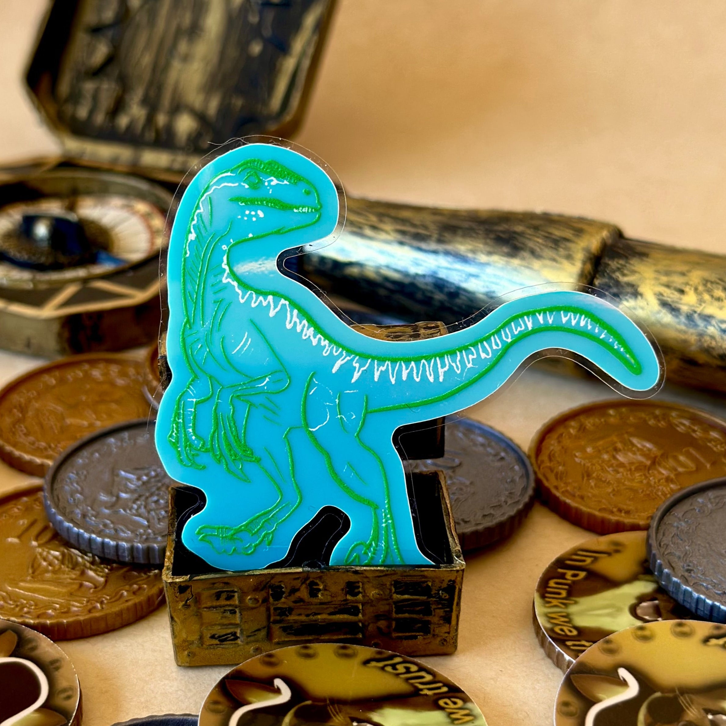 Velociraptor Dinosaur Glow in the Dark Sticker