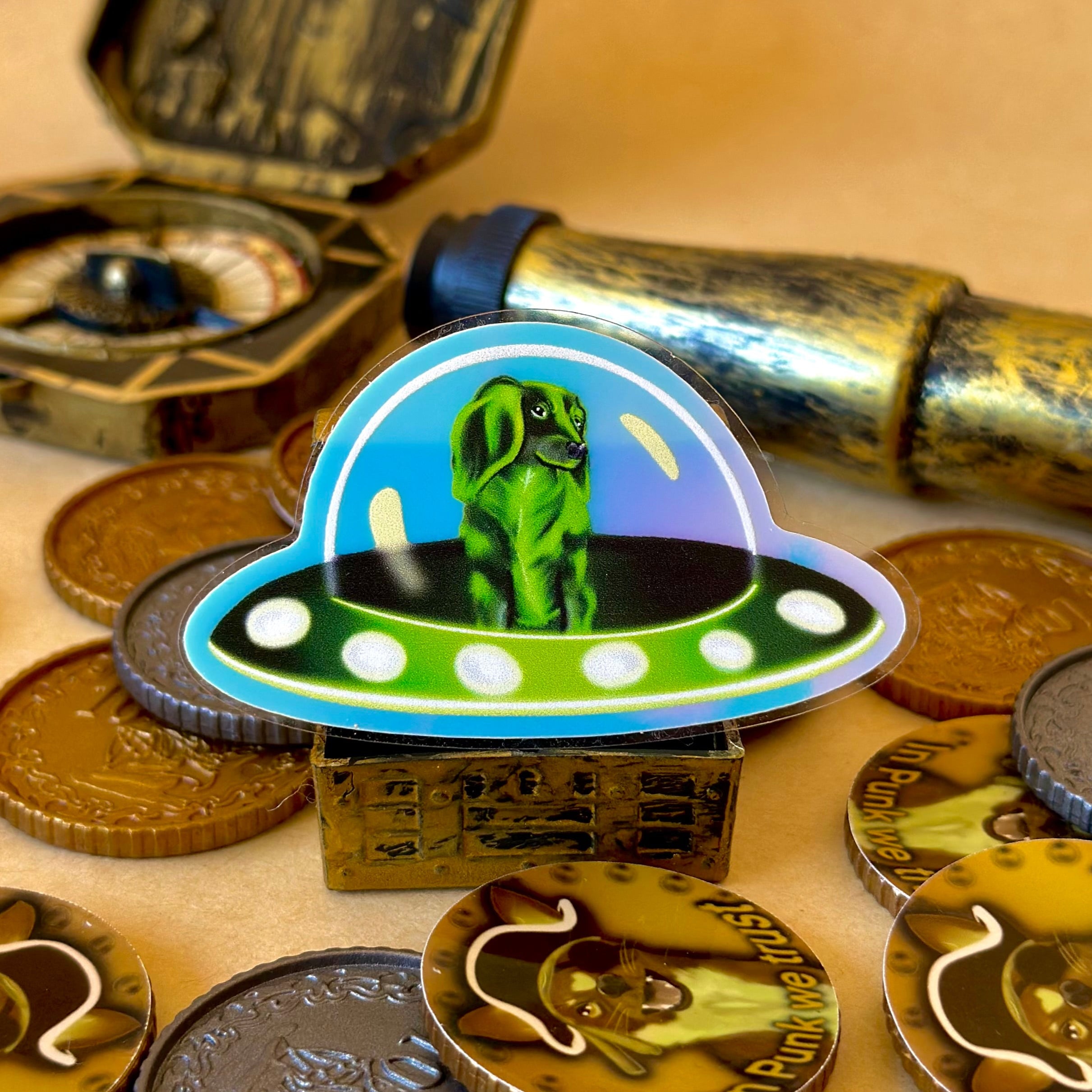 Dachshund Stella the Space Dog Glow in The Dark Sticker