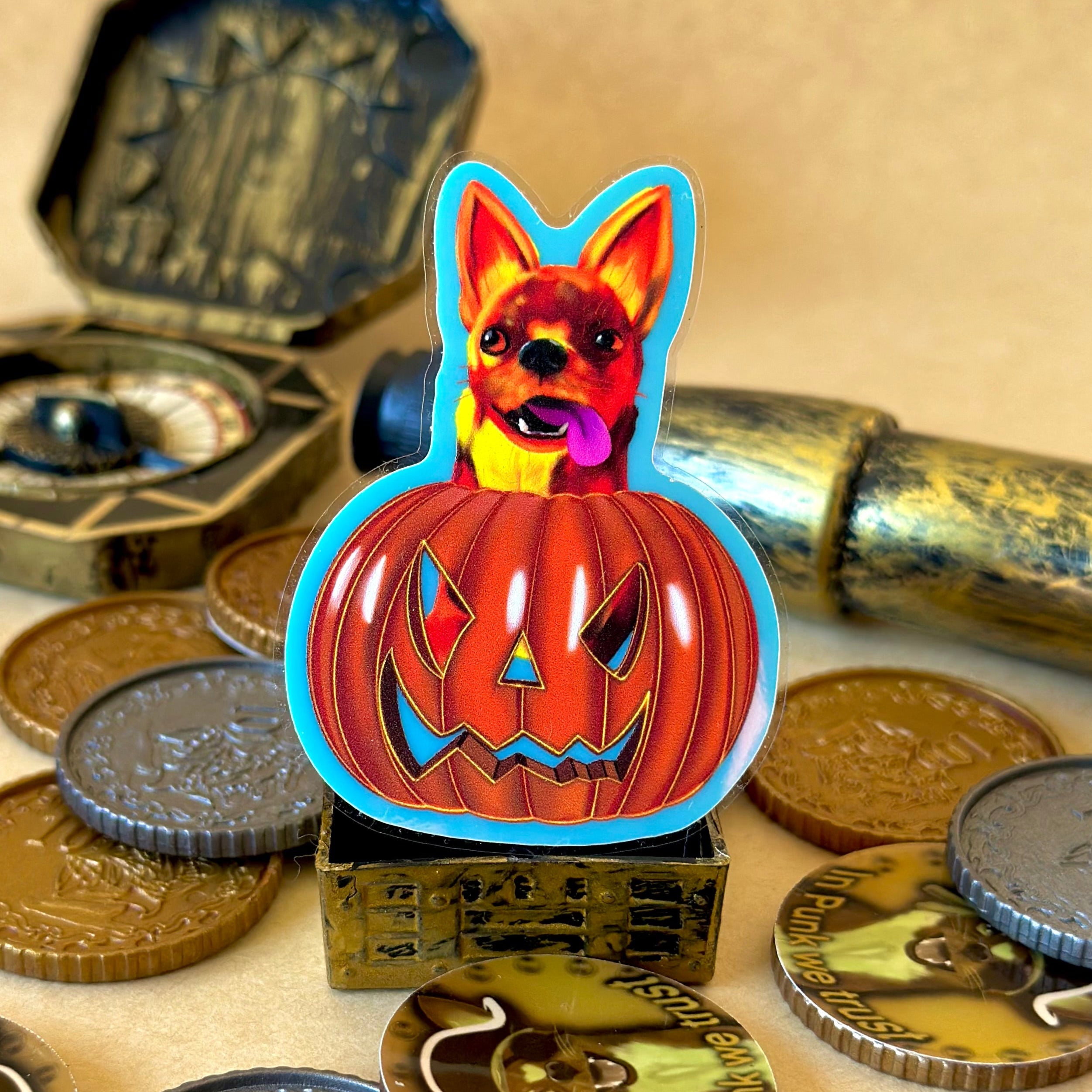 Pumpkin Punk the Chihuahua Glow in the Dark Sticker