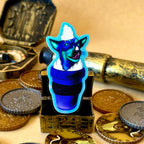 Jack Russell Rok in a Pup Cup Glow in The Dark Sticker (new design)