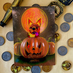 Pumpkin Punk the fiery Chihuahua A5 Foil Art Print