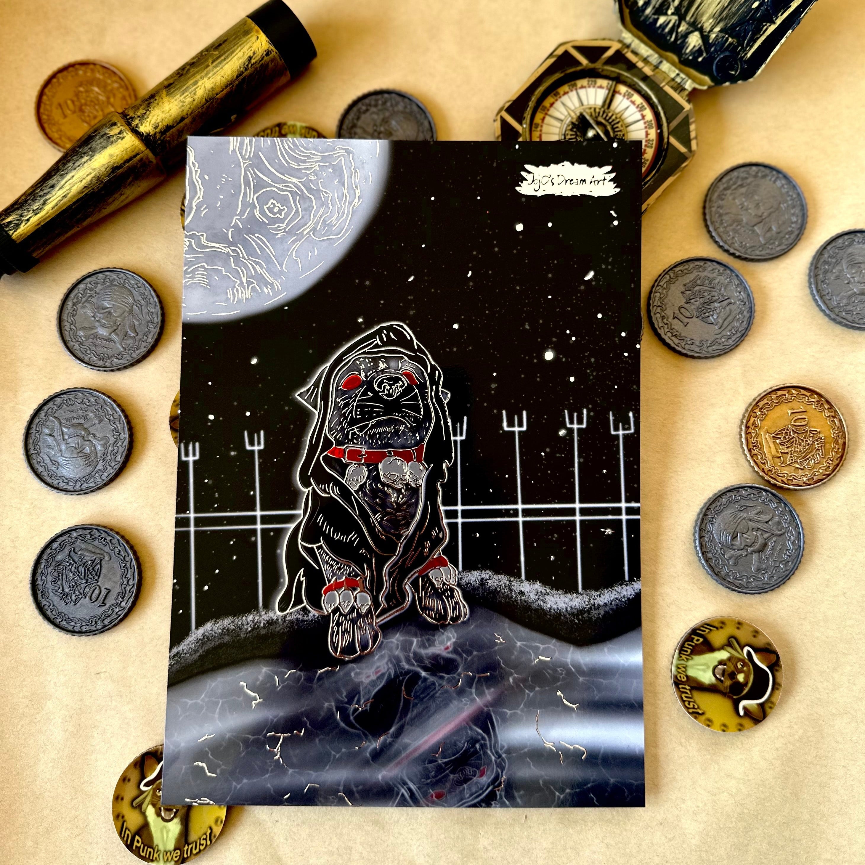 Thomas the Gothic Bulldog A5 Foil Art Print