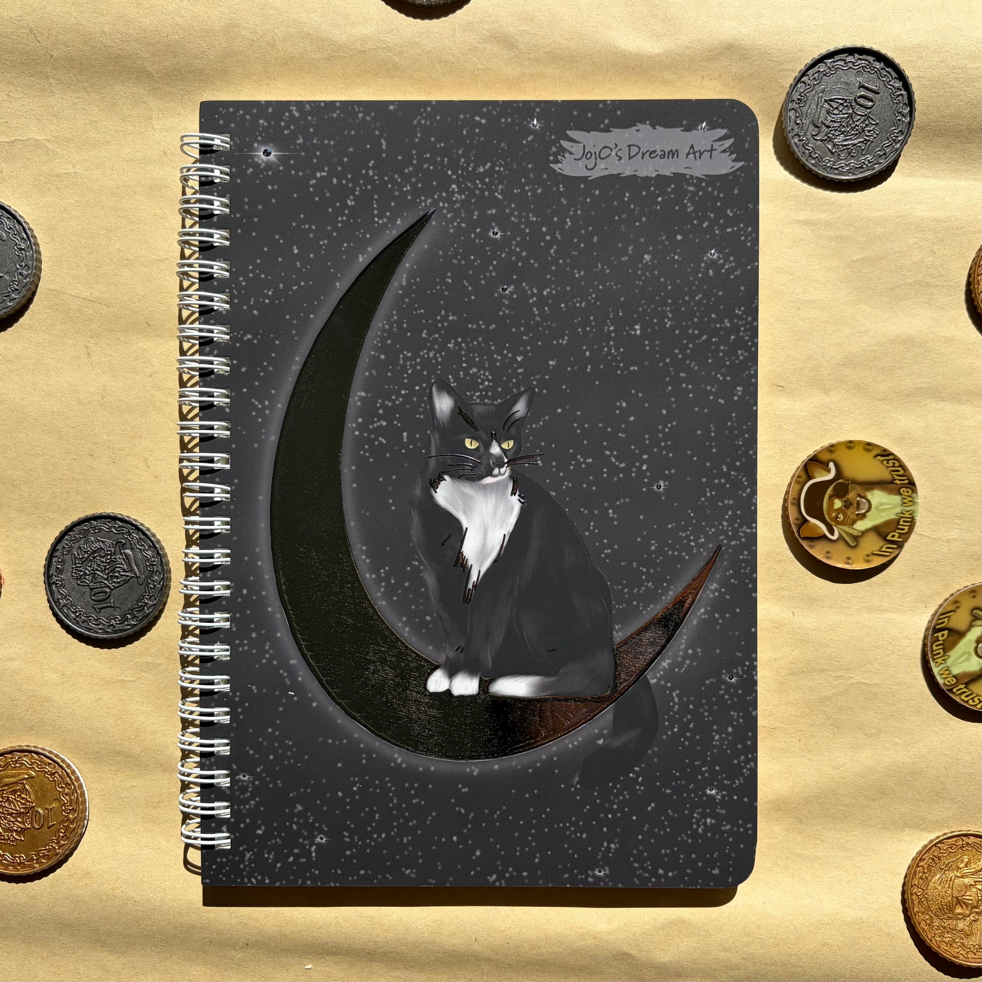 Cat on the Moon Foil A5 Spiral Notebook
