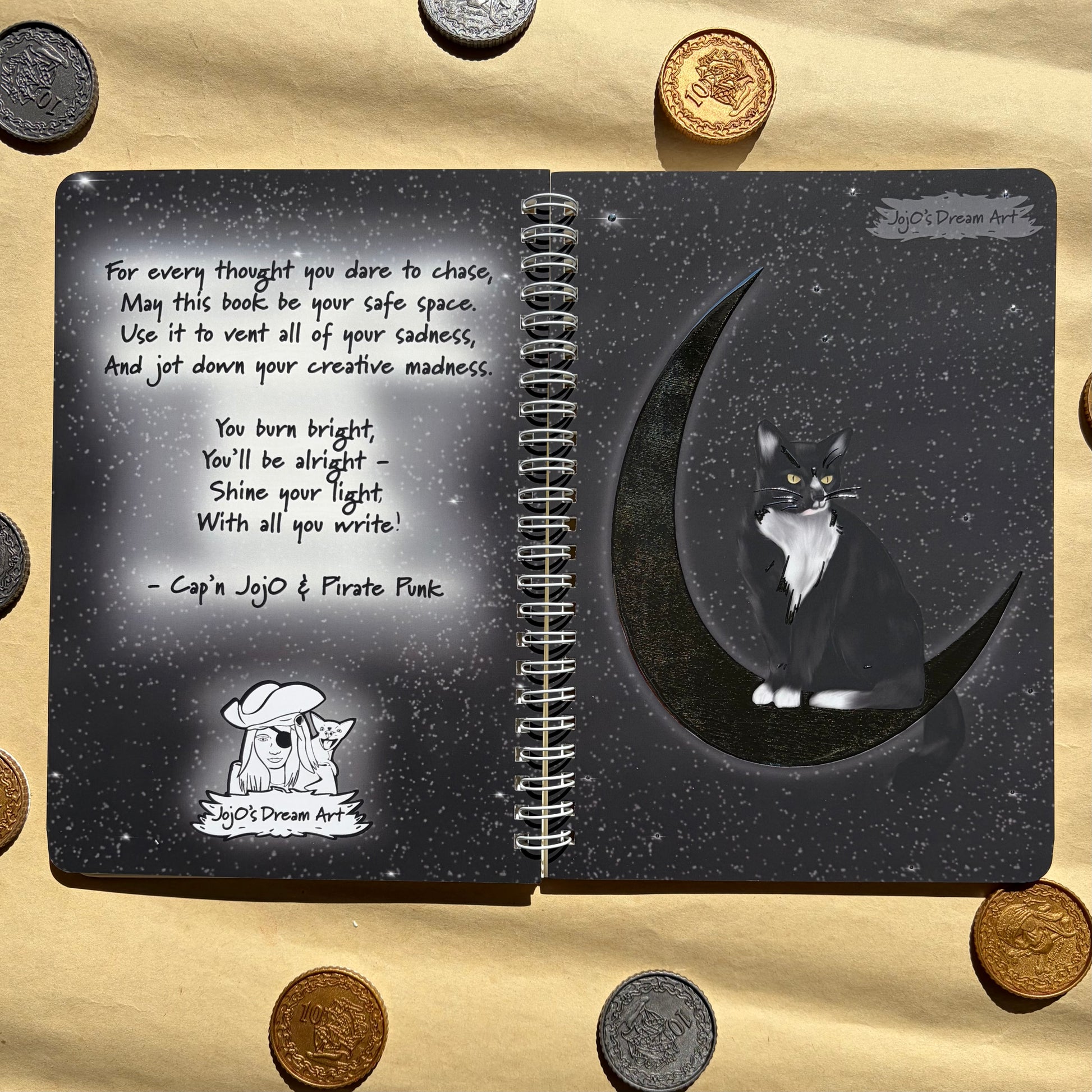 Cat on the Moon Foil A5 Spiral Notebook