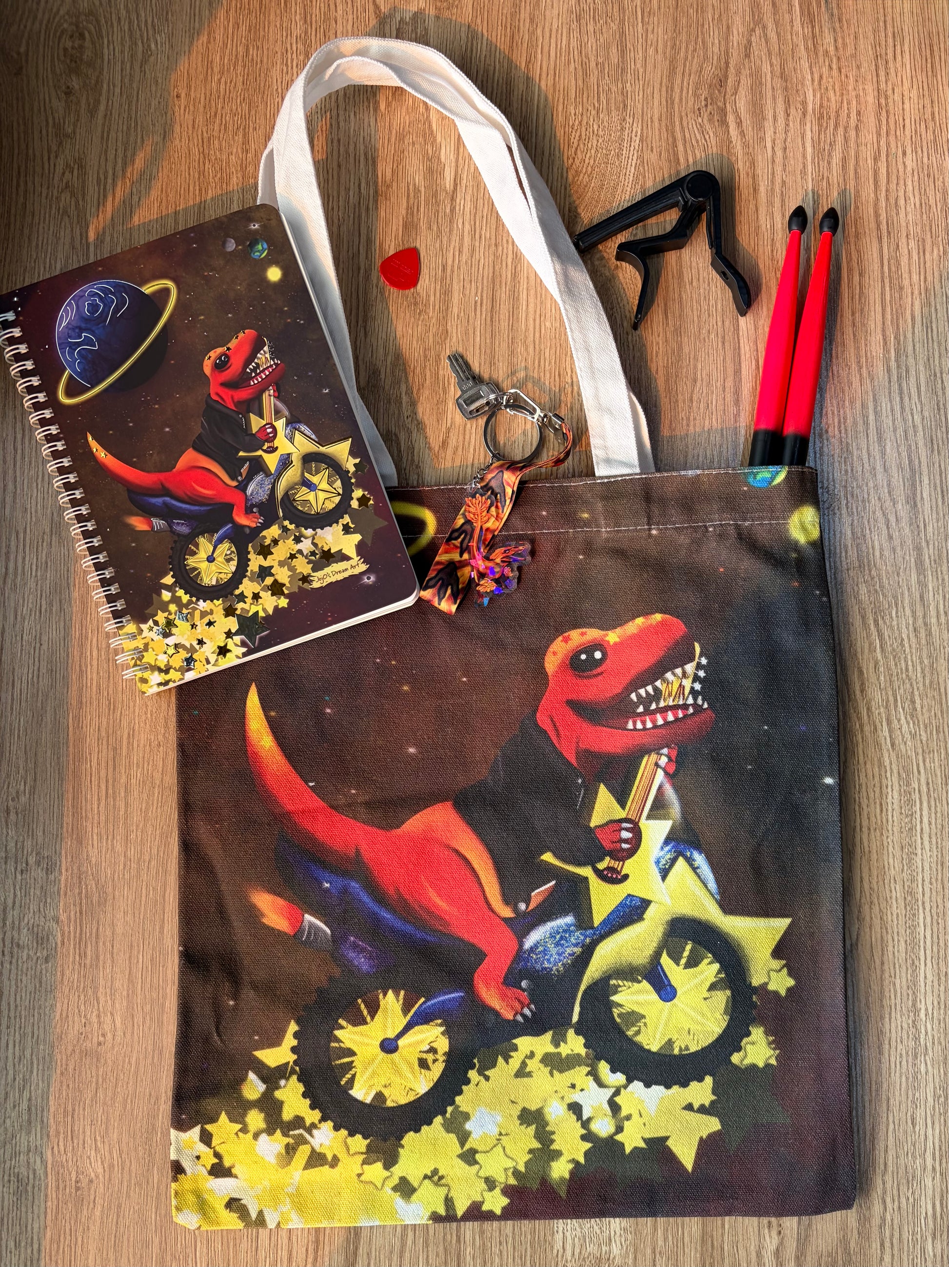 Rex the Space Dinosaur Canvas Tote Bag! (Dinostar)