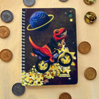 Rex the Space Dinosaur Silver and Gold A5 Spiral Notebook (dinostar)