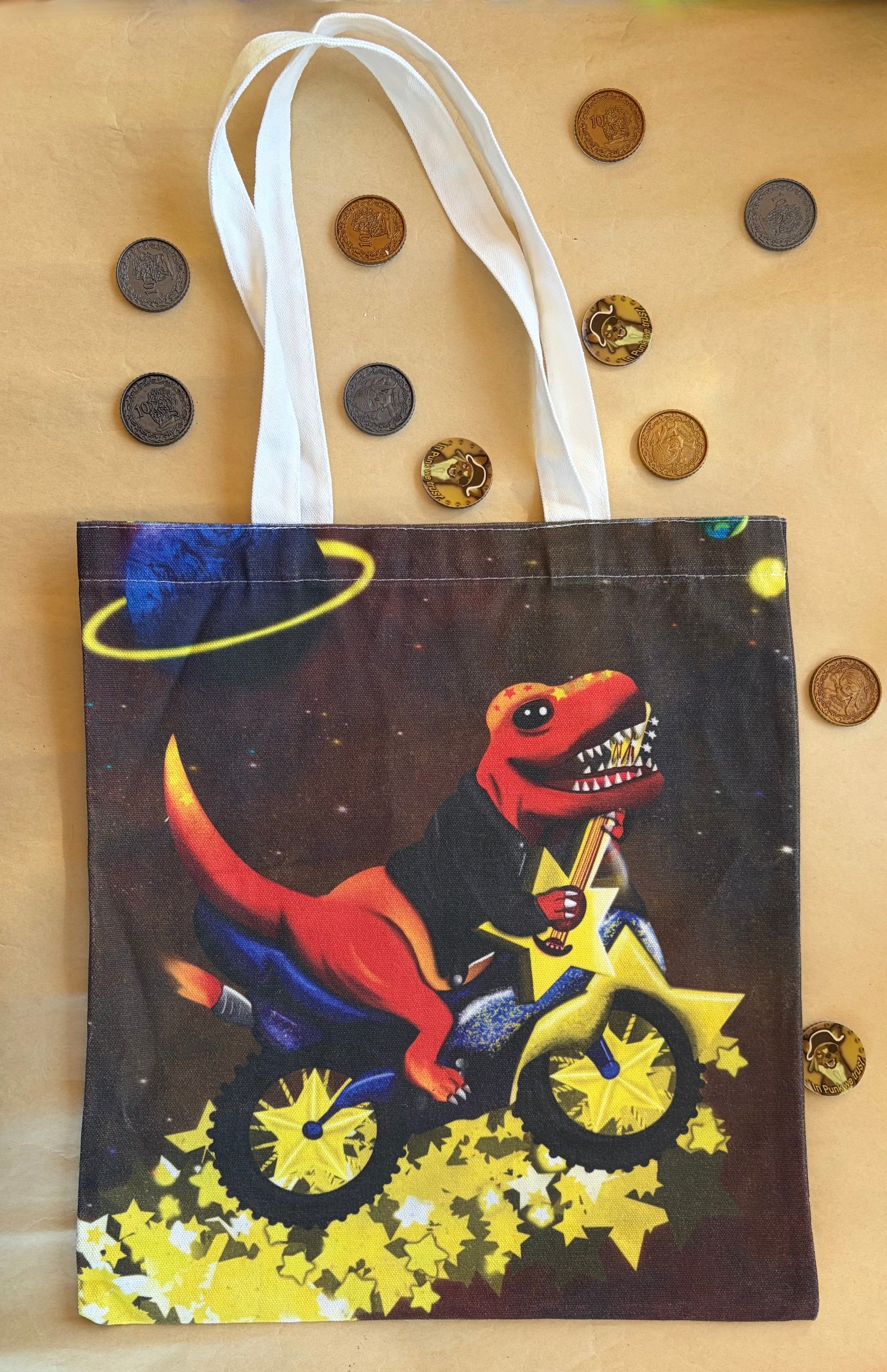 Rex the Space Dinosaur Canvas Tote Bag! (Dinostar)