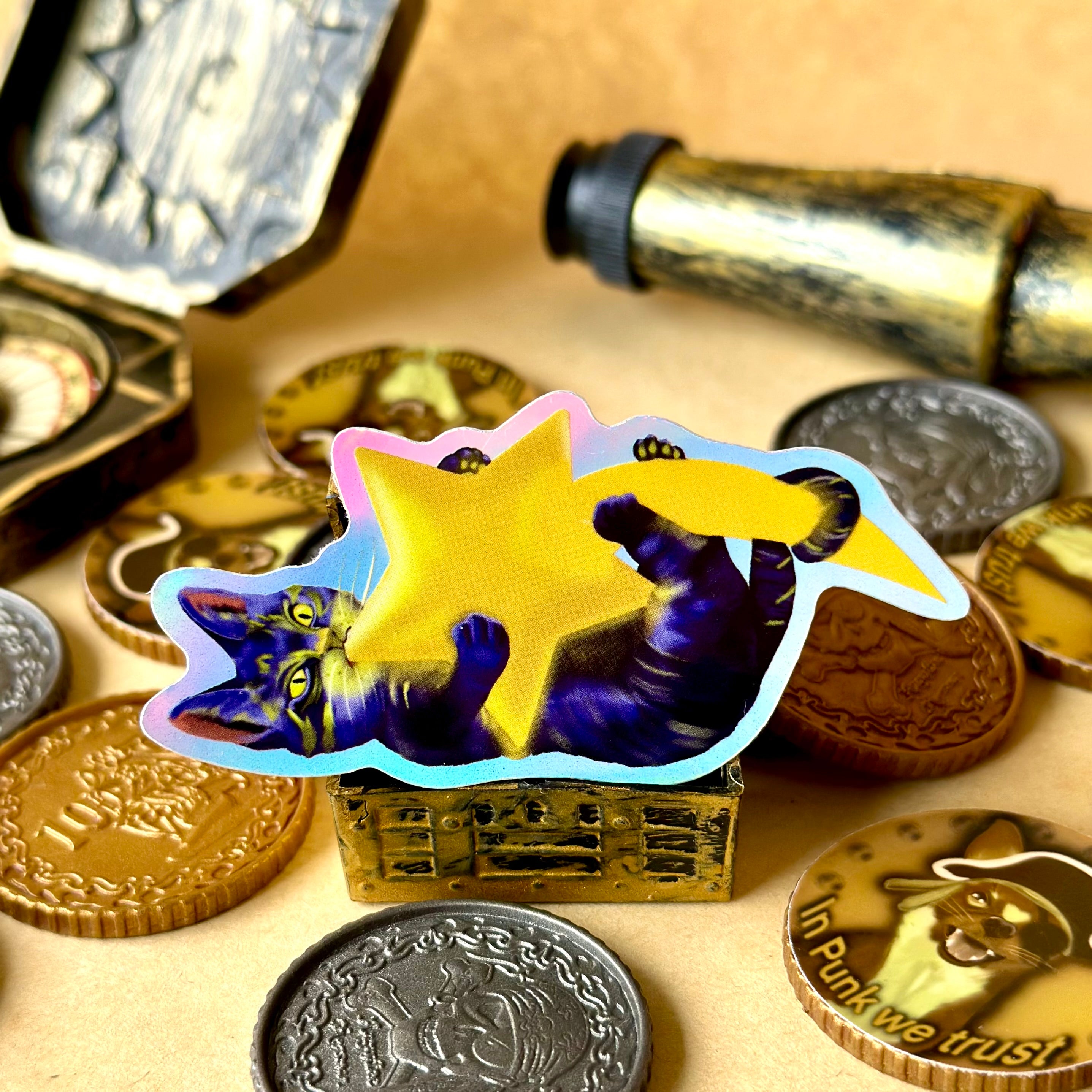 Luna The Chaotic Cosmic Cat Holographic Sticker!