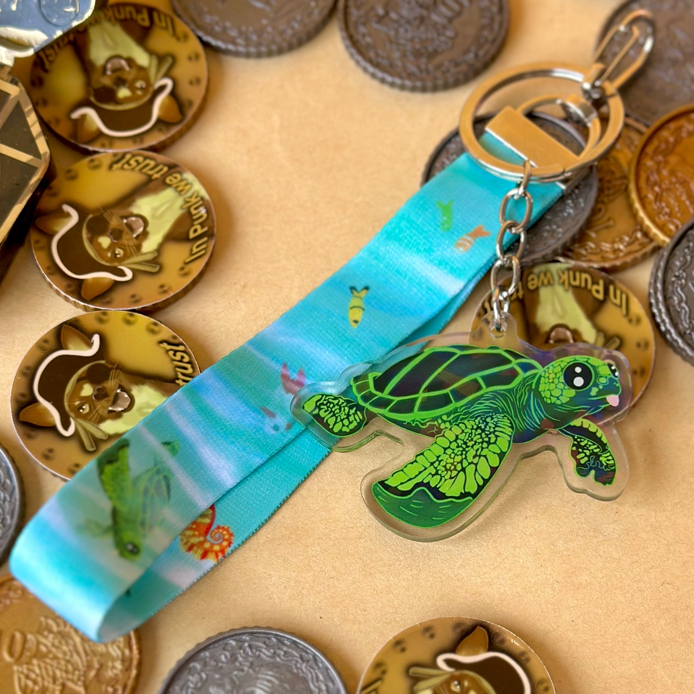 Taco the Sea Turtle Lanyard with Keychain Charm