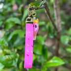Strawberry Ice Cream wearing a crown Queen acrylic keychain with a pink sprinkles lanyard