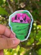 Pink King Cavalier in Green Cotton Candy Holographic Sticker