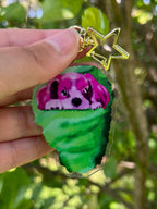 Pink King Cavalier in Green Cotton Candy Acrylic Keychain Outdoor