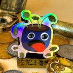 Thirsty Pot Plant Holographic Sticker surounded by Pirate Treasure 