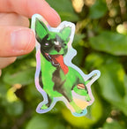 Punk the Zombie Chihuahua Holographic Sticker Outdoor