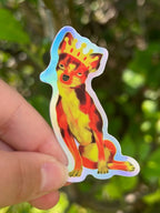 Queen Punk the Fiery Chihuahua Holographic Sticker Outdoors