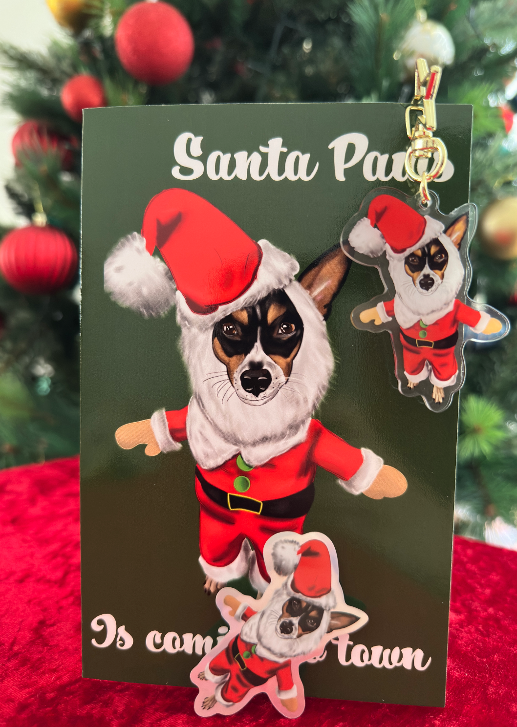 Jack Russell Santa Paws Christmas Acrylic Keychain