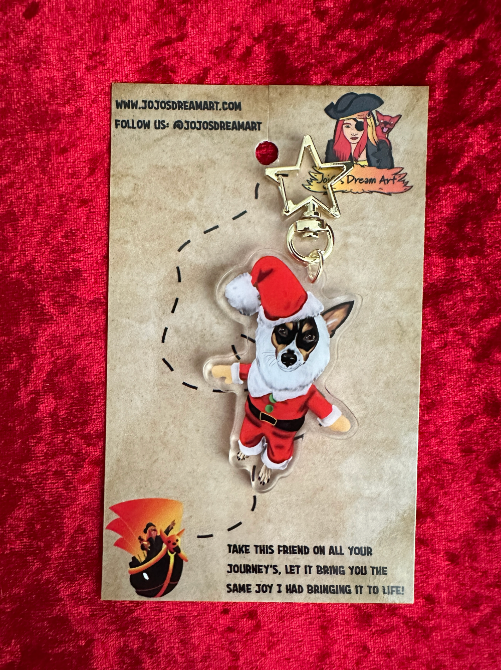 Jack Russell Santa Paws Christmas Acrylic Keychain