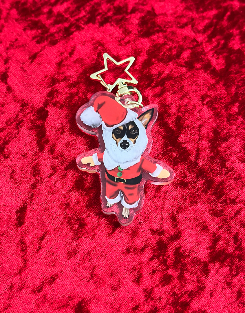 Jack Russell Santa Paws Christmas Acrylic Keychain