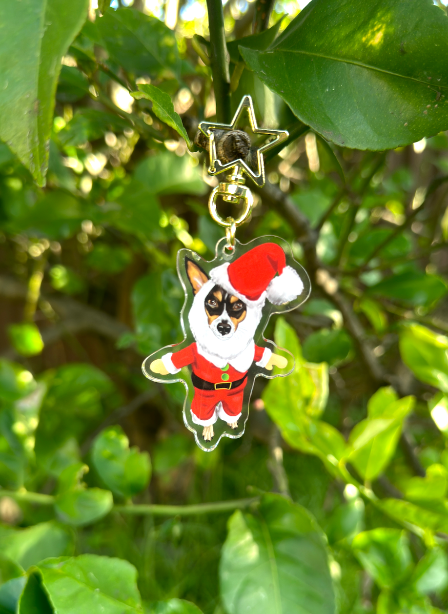 Jack Russell Santa Paws Christmas Acrylic Keychain