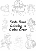 Printable Colouring in Page of multiple dogs doing funny and quirky things, ready to be coloured in. 