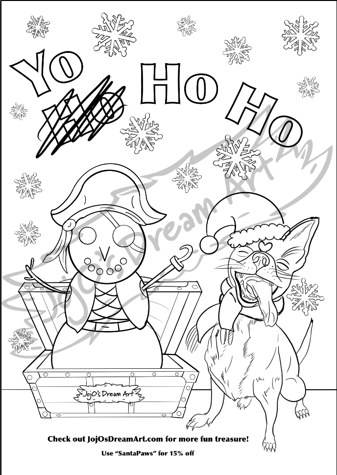 Yo-Ho-Ho Pirate Punk Christmas Colouring in Page