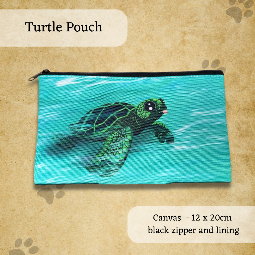 Sea Turtle swimming in the ocean with it's tongue poking out Pouch