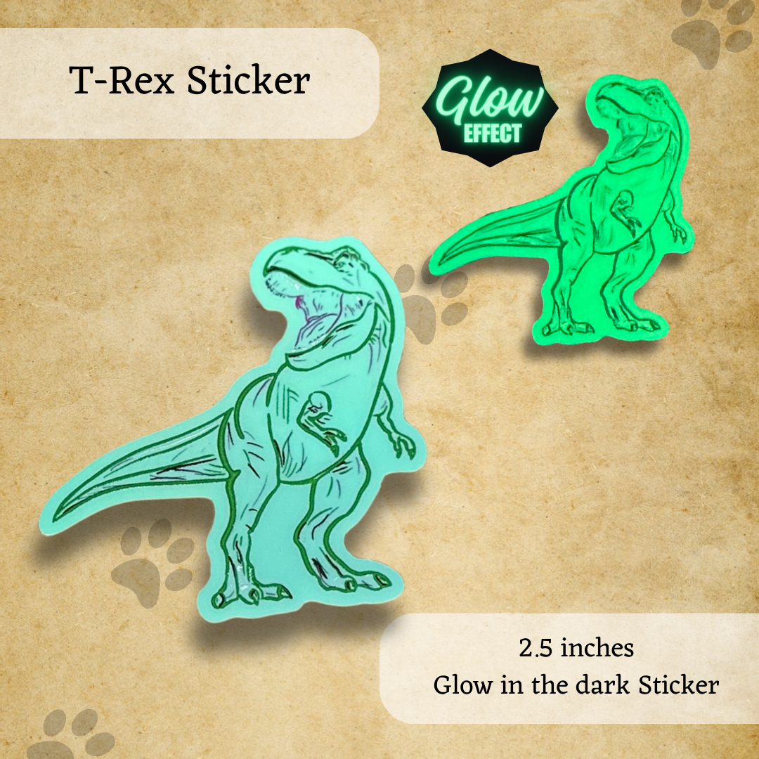 T-Rex Dinosaur Glow in the Dark Sticker