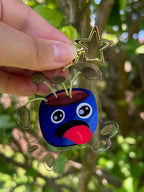 Thirsty Pot Plant Acrylic Keychain with a star clasp