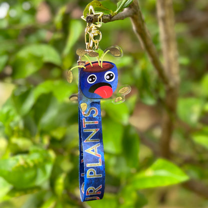 Thirsty Pot Plant Acrylic Keychain with a Water your plants lanyard