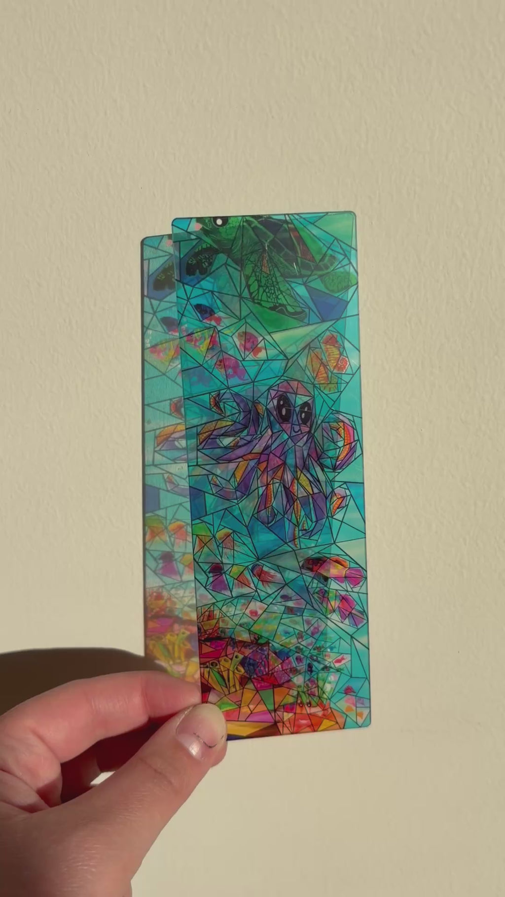Colourful Ocean Scene Stained Glass Inspired Transparent Bookmark