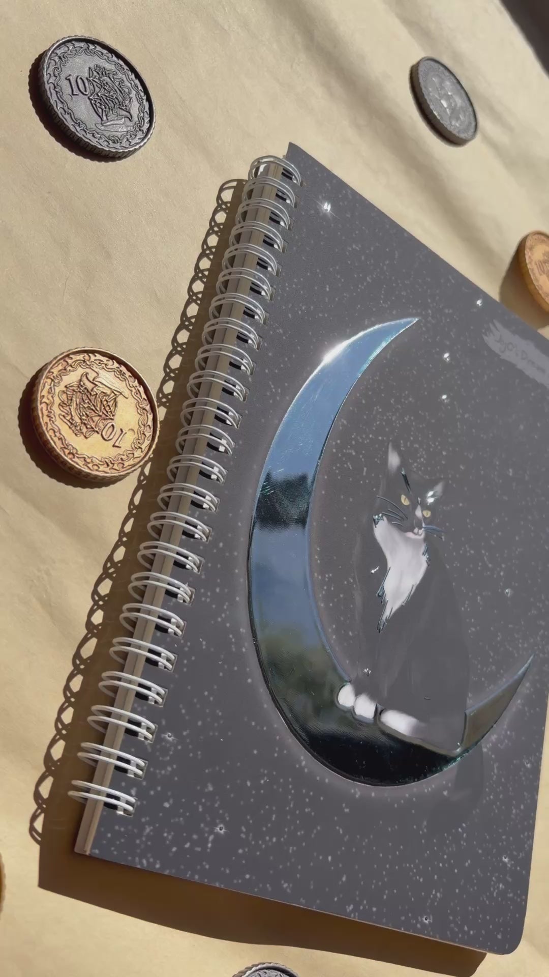 Cat on the Moon Foil A5 Spiral Notebook