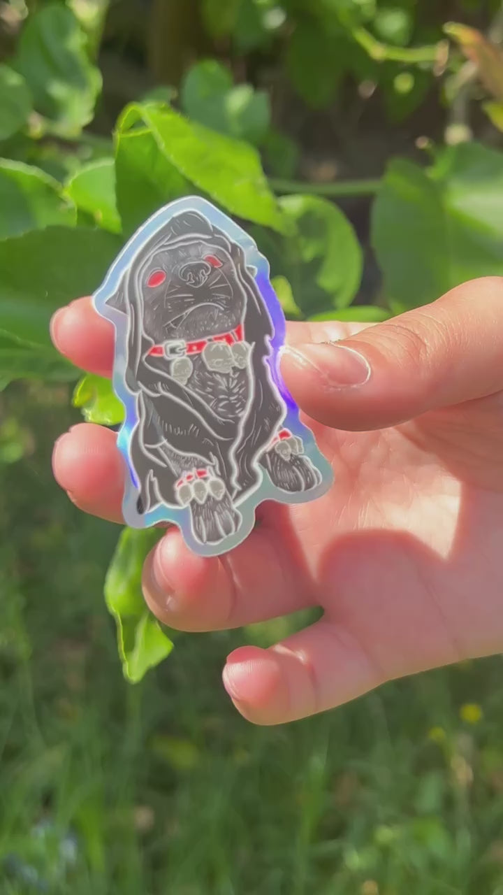 Gothic Bulldog Holographic Sticker Shining Outdoors
