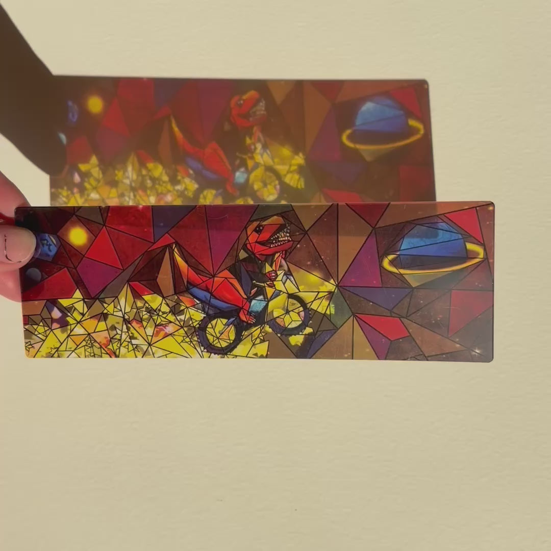 Rex the Dinostar Stained Glass Inspired Transparent Bookmark