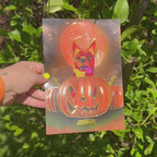 Pumpkin Punk the fiery Chihuahua A5 Foil Art Print